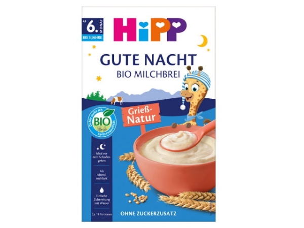 Hipp Gute Nacht Bio Milchbrei Grieß-Natur 475g